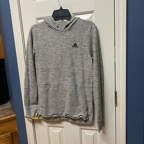 Adidas Hoodie Womens Medium Heather Gray Black Sweatshirt with pockets - Picture 2 of 8